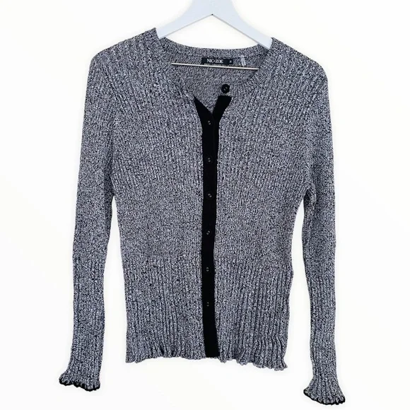 Nic + Zoe Gray & Black Button Down Sweater Cardigan Size Medium - Picture 5 of 9